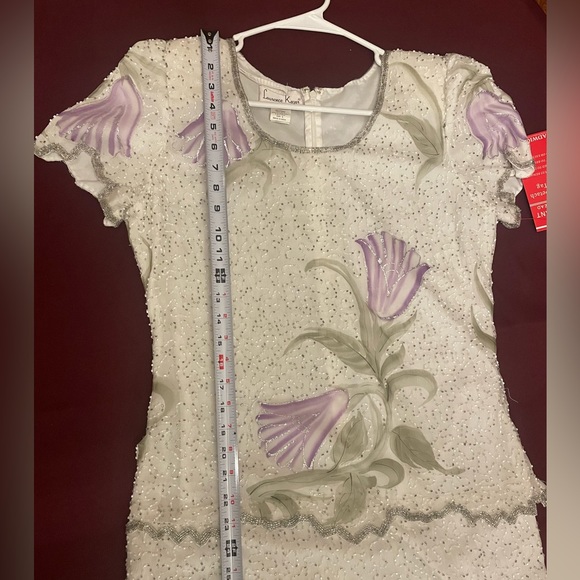 Laurence Kazar Ivory Beaded  Size 8. Full length. dress. New VINTAGE - Picture 16 of 16
